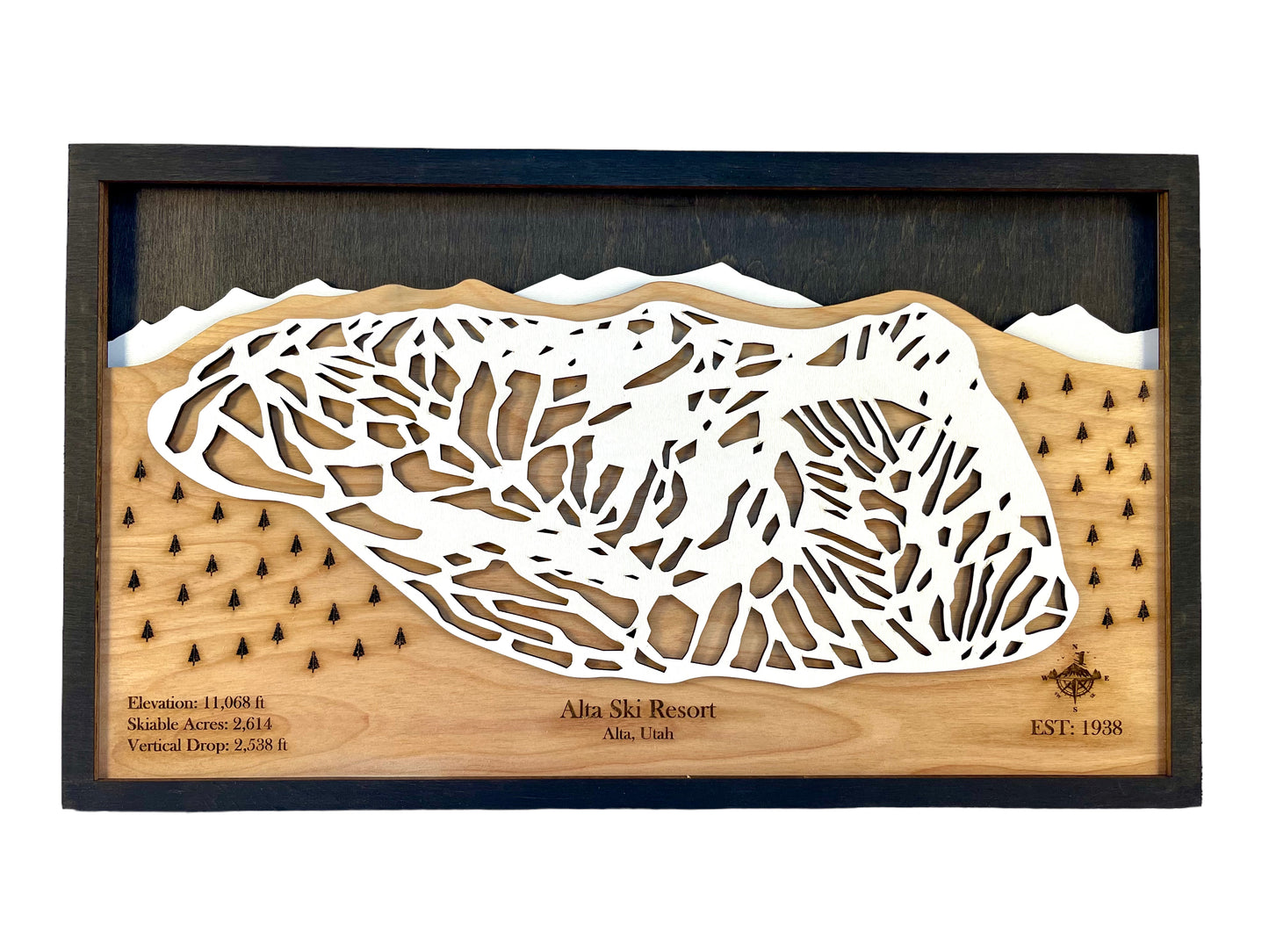 Alta Ski Resort Wooden Trail Map