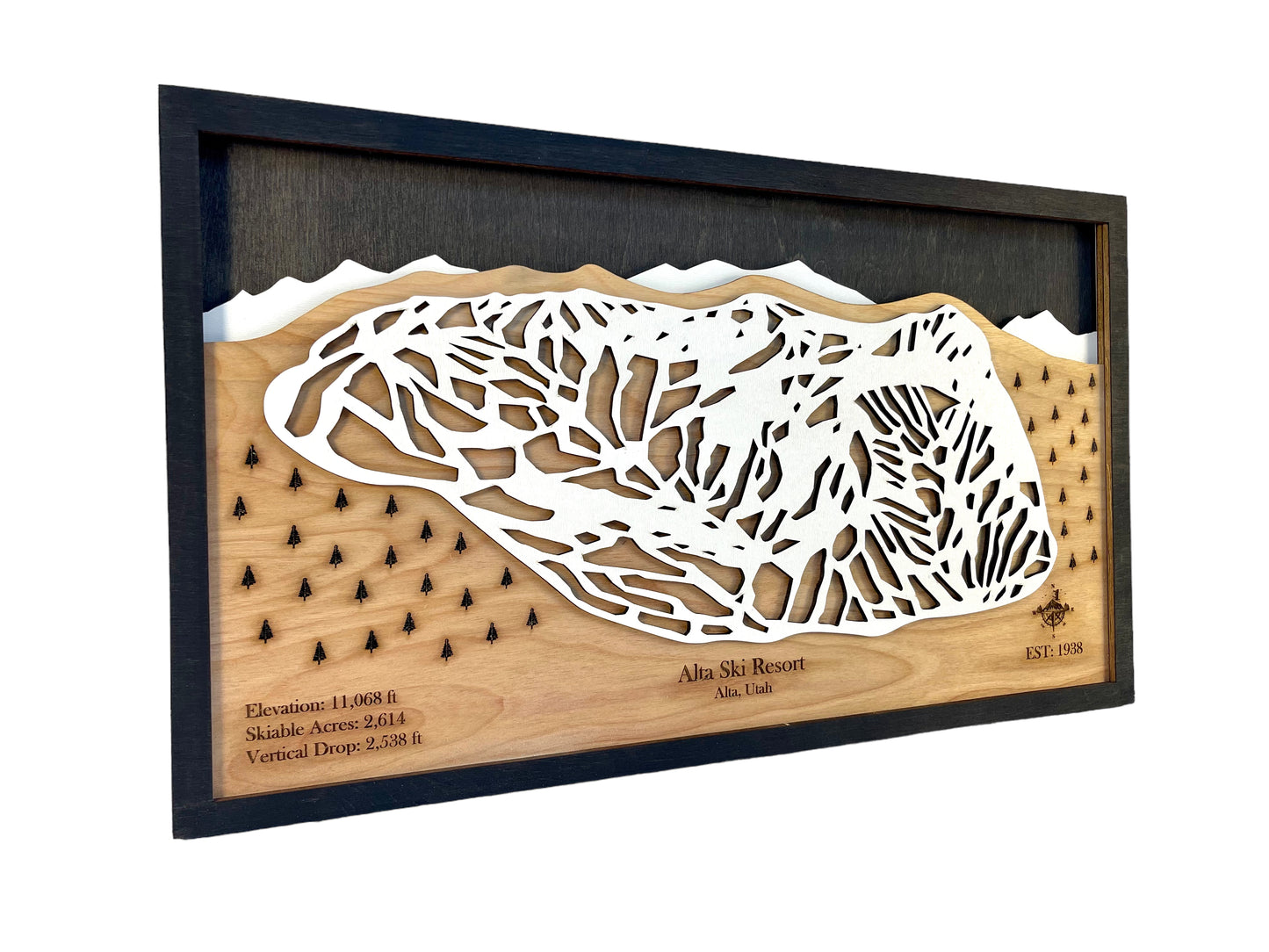 Alta Ski Resort Wooden Trail Map