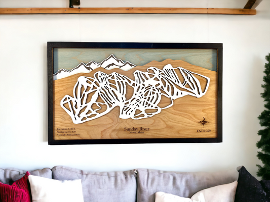 Sunday River Ski Resort Wooden Trail Map