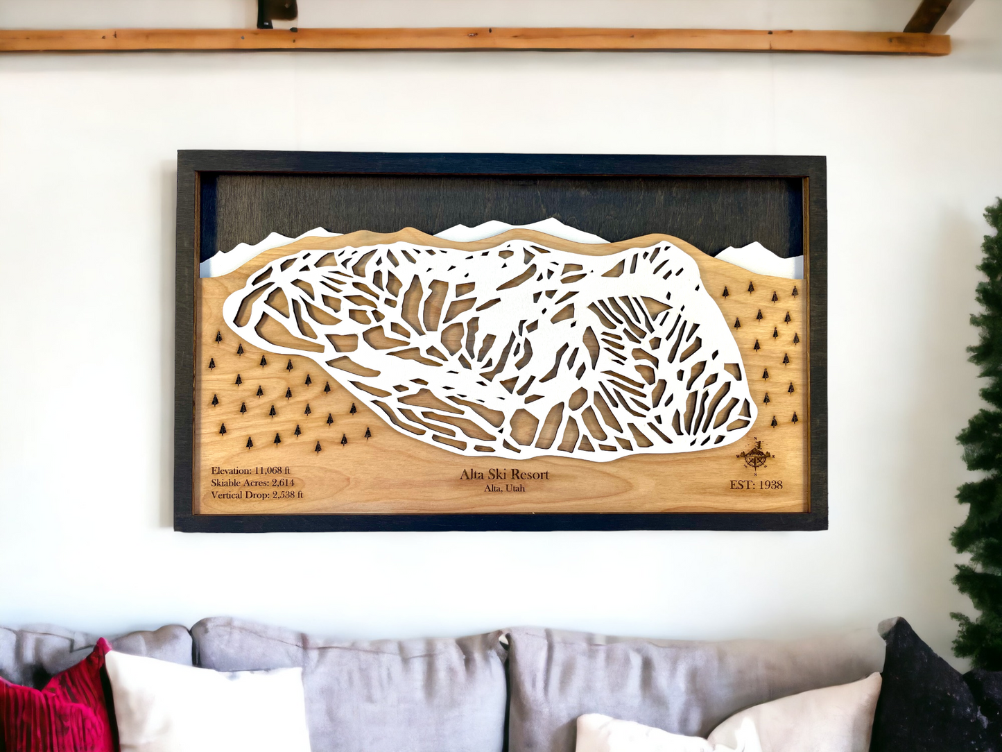 Alta Ski Resort Wooden Trail Map