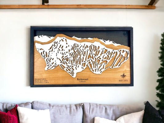 Kirkwood Ski Resort Wooden Trail Map