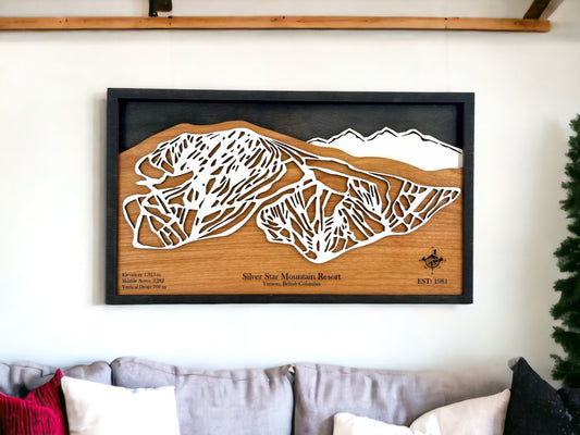 Silver Star Ski Resort Wooden Trail Map