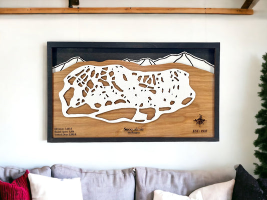 Snoqualmie Ski Resort Wooden Trail Map