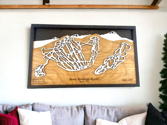 Stowe Ski Resort Wooden Trail Map