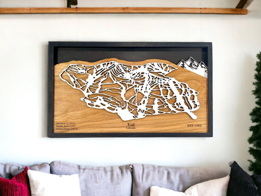 Vail Mountain Resort Wooden Trail Map