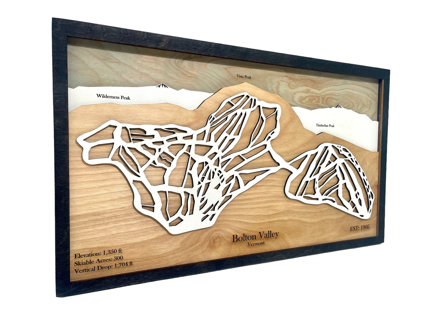 Bolton Valley Ski Resort Wooden Trail Map