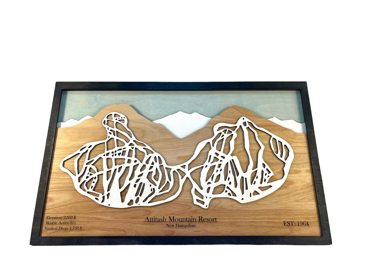 Attitash Mountain Resort Wooden Trail Map