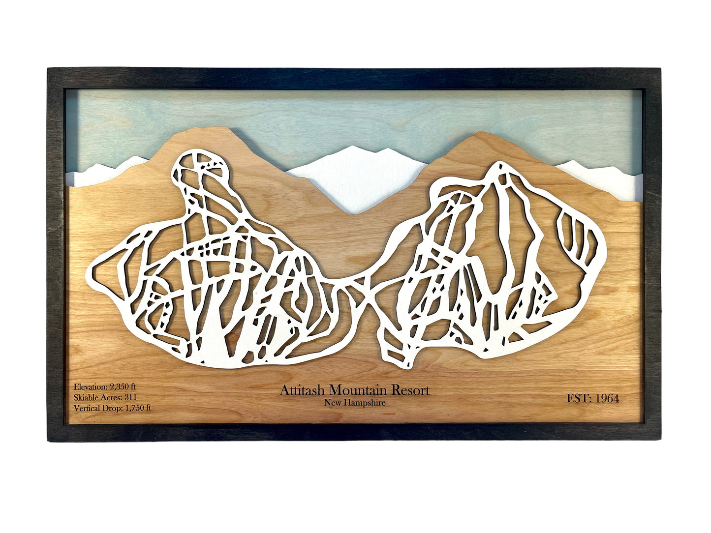 Attitash Mountain Resort Wooden Trail Map