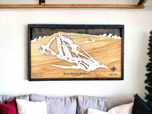 Beech Mountain Ski Resort Wooden Trail Map