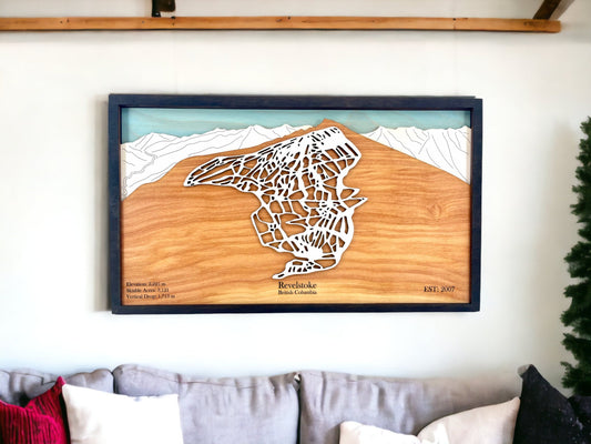 Revelstoke Ski Resort Wooden Trail Map