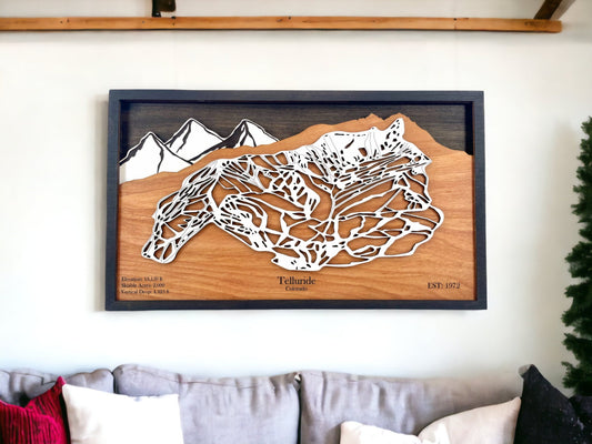 Telluride Ski Resort Wooden Trail Map