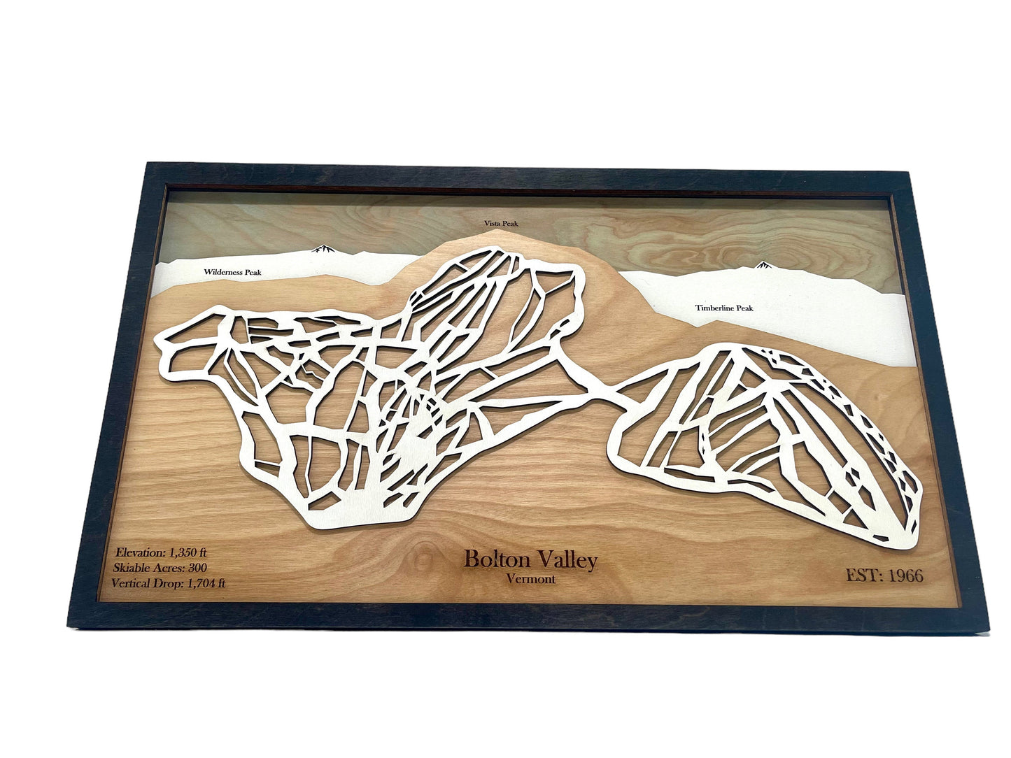 Bolton Valley Ski Resort Wooden Trail Map