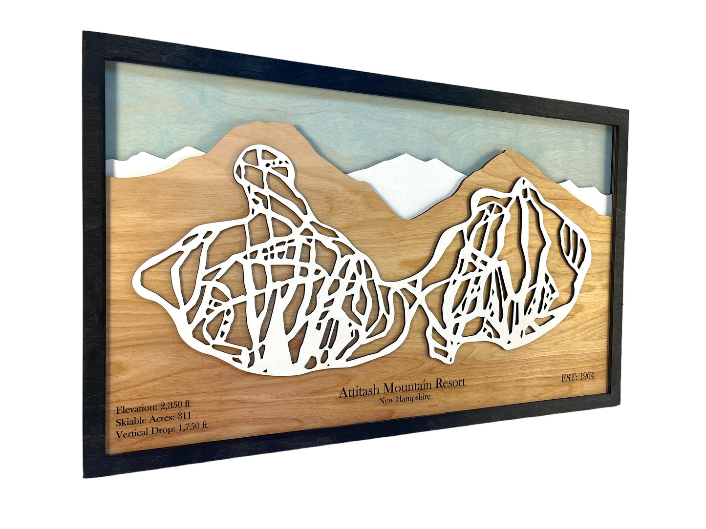 Attitash Mountain Resort Wooden Trail Map